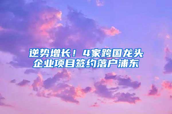 逆势增长！4家跨国龙头企业项目签约落户浦东