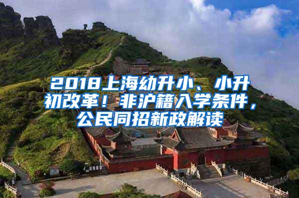 2018上海幼升小、小升初改革！非沪籍入学条件，公民同招新政解读