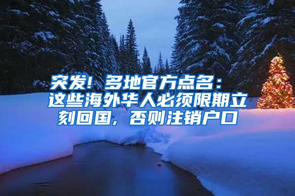 突发! 多地官方点名： 这些海外华人必须限期立刻回国, 否则注销户口