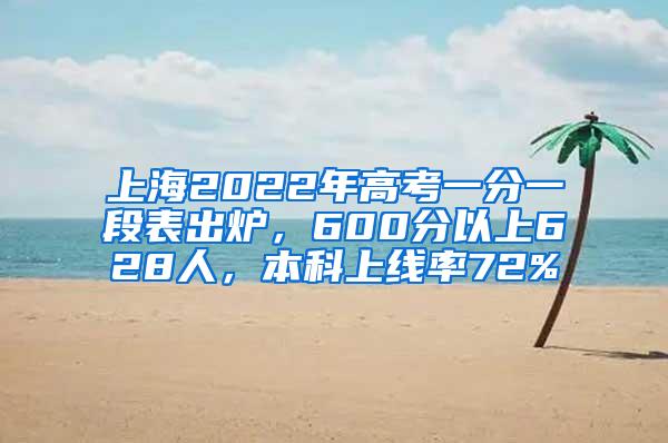 上海2022年高考一分一段表出炉，600分以上628人，本科上线率72%