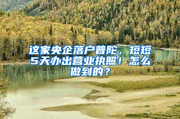 这家央企落户普陀，短短5天办出营业执照！怎么做到的？