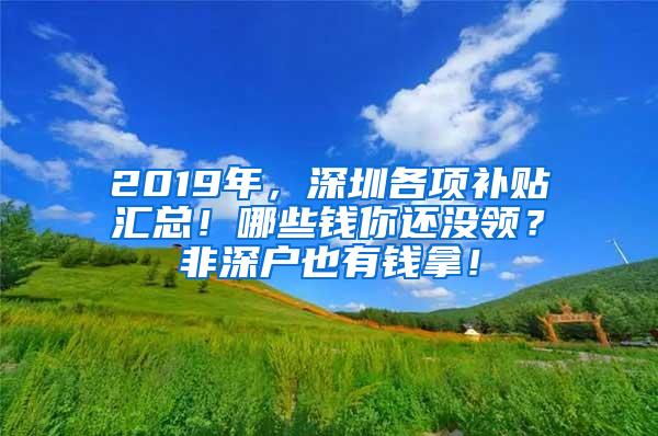 2019年，深圳各项补贴汇总！哪些钱你还没领？非深户也有钱拿！