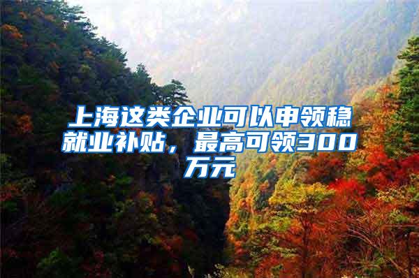 上海这类企业可以申领稳就业补贴，最高可领300万元