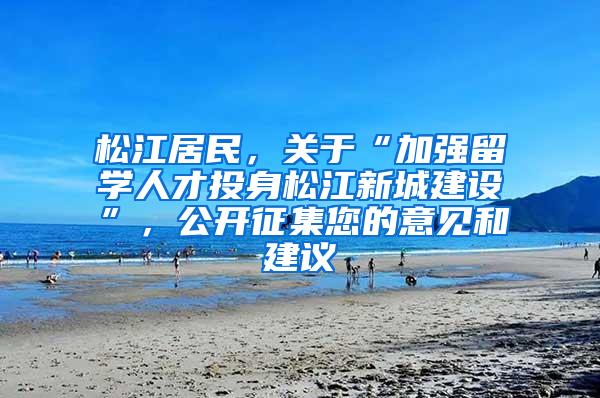 松江居民，关于“加强留学人才投身松江新城建设”，公开征集您的意见和建议→