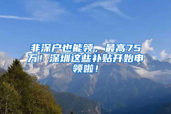 非深户也能领，最高75万！深圳这些补贴开始申领啦！