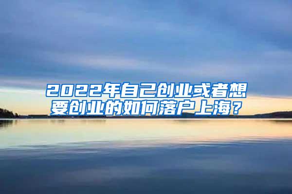 2022年自己创业或者想要创业的如何落户上海？