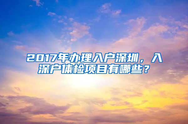 2017年办理入户深圳，入深户体检项目有哪些？