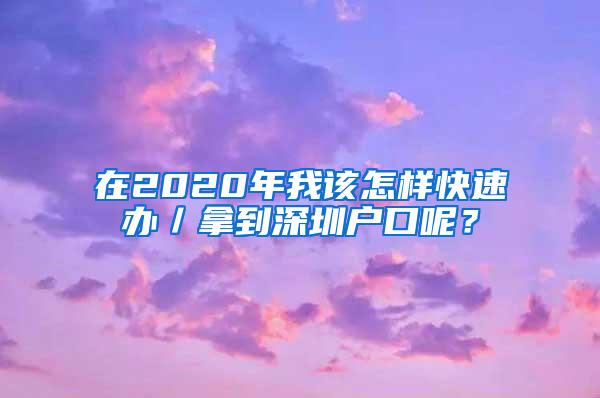 在2020年我该怎样快速办／拿到深圳户口呢？