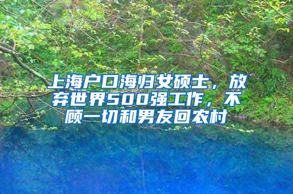 上海户口海归女硕士，放弃世界500强工作，不顾一切和男友回农村