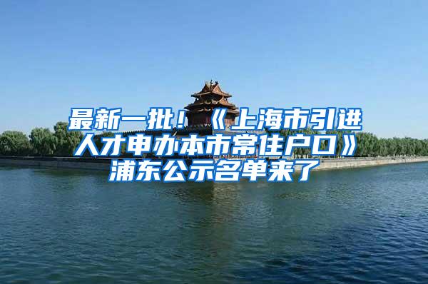 最新一批！《上海市引进人才申办本市常住户口》浦东公示名单来了