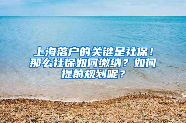 上海落户的关键是社保！那么社保如何缴纳？如何提前规划呢？