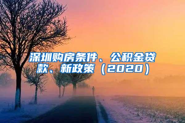 深圳购房条件、公积金贷款、新政策（2020）