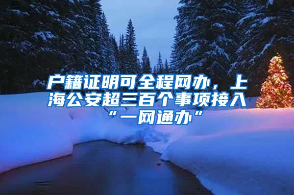 户籍证明可全程网办，上海公安超三百个事项接入“一网通办”