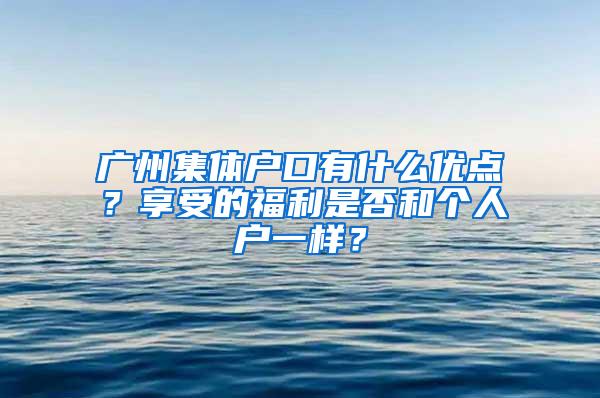 广州集体户口有什么优点？享受的福利是否和个人户一样？