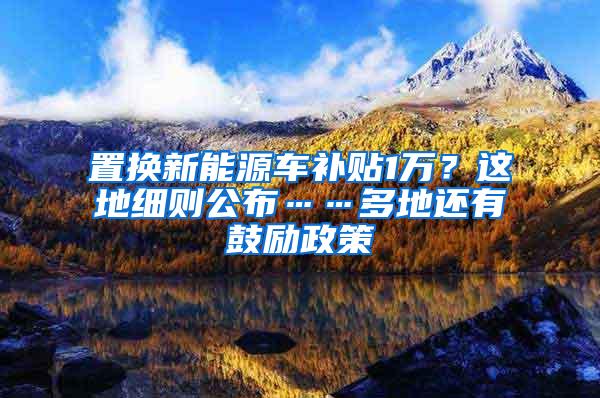 置换新能源车补贴1万？这地细则公布……多地还有鼓励政策