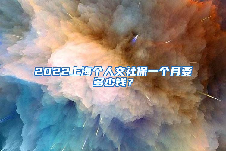 2022上海个人交社保一个月要多少钱？