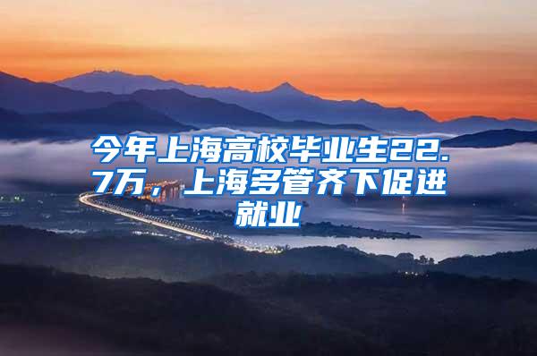 今年上海高校毕业生22.7万，上海多管齐下促进就业