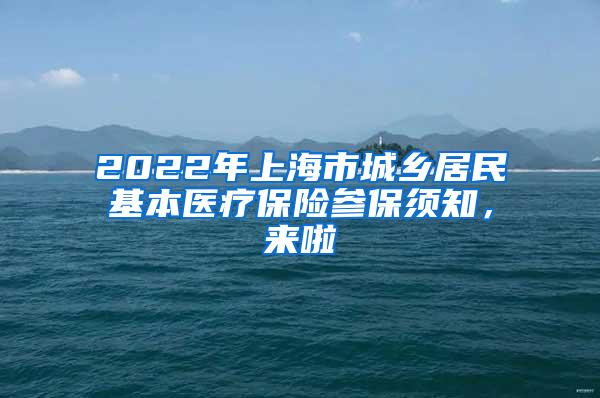 2022年上海市城乡居民基本医疗保险参保须知，来啦