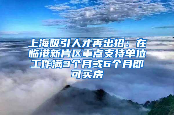 上海吸引人才再出招：在临港新片区重点支持单位工作满3个月或6个月即可买房