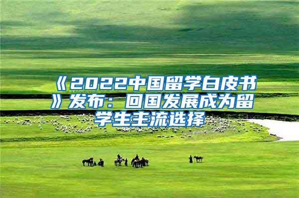 《2022中国留学白皮书》发布：回国发展成为留学生主流选择