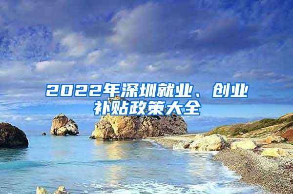 2022年深圳就业、创业补贴政策大全