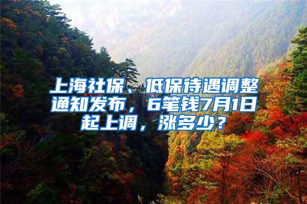 上海社保、低保待遇调整通知发布，6笔钱7月1日起上调，涨多少？