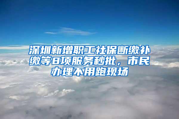 深圳新增职工社保断缴补缴等8项服务秒批，市民办理不用跑现场