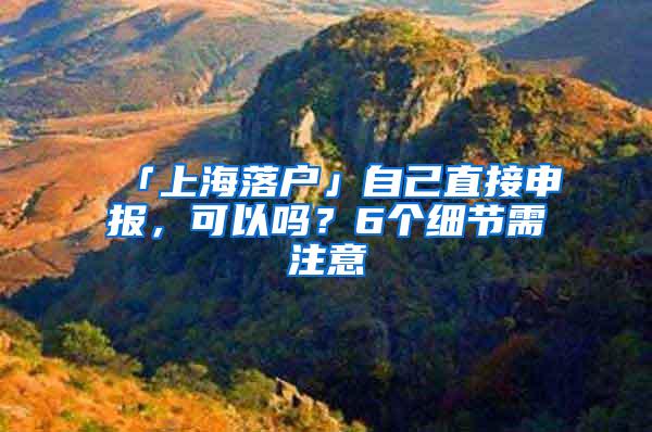 「上海落户」自己直接申报，可以吗？6个细节需注意