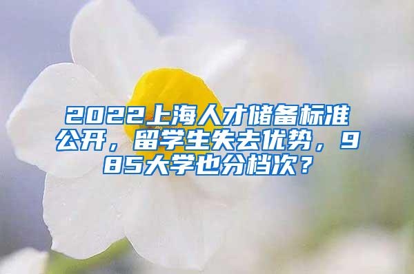 2022上海人才储备标准公开，留学生失去优势，985大学也分档次？