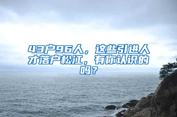 43户96人，这些引进人才落户松江，有你认识的吗？