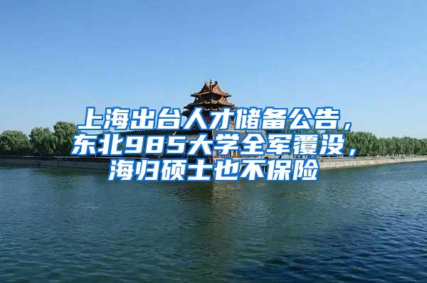 上海出台人才储备公告，东北985大学全军覆没，海归硕士也不保险