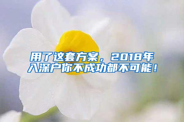 用了这套方案，2018年入深户你不成功都不可能！