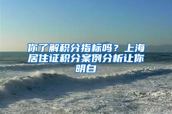 你了解积分指标吗？上海居住证积分案例分析让你明白