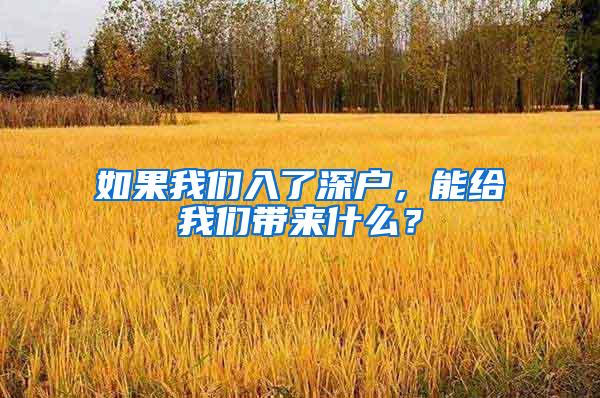 如果我们入了深户，能给我们带来什么？