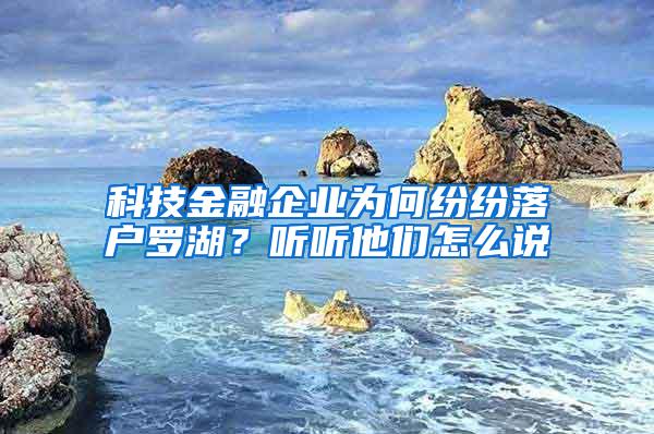 科技金融企业为何纷纷落户罗湖？听听他们怎么说