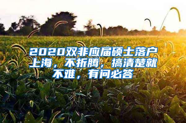 2020双非应届硕士落户上海，不折腾，搞清楚就不难，有问必答