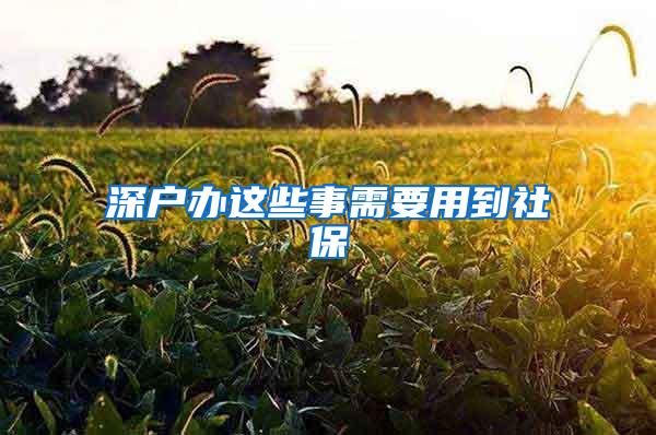 深户办这些事需要用到社保