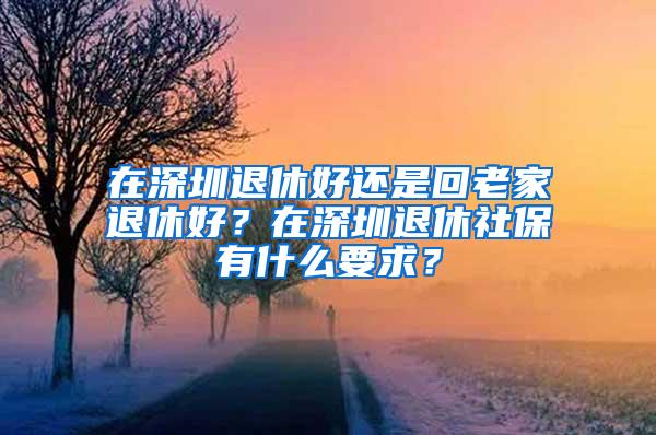 在深圳退休好还是回老家退休好？在深圳退休社保有什么要求？
