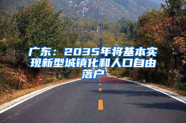 广东：2035年将基本实现新型城镇化和人口自由落户