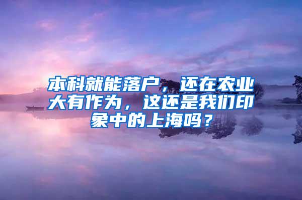 本科就能落户，还在农业大有作为，这还是我们印象中的上海吗？