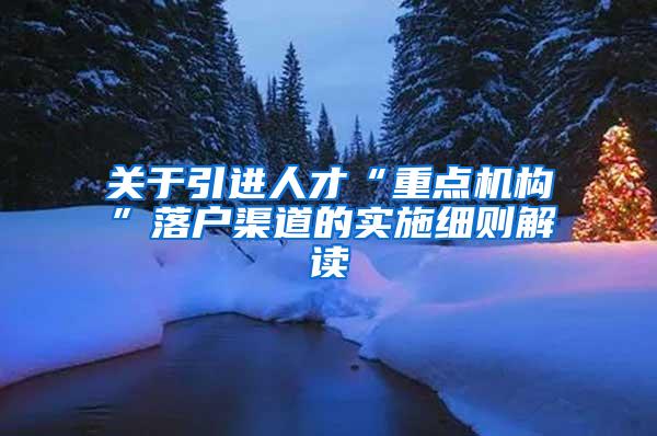 关于引进人才“重点机构”落户渠道的实施细则解读