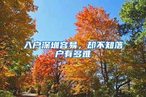 入户深圳容易，却不知落户有多难