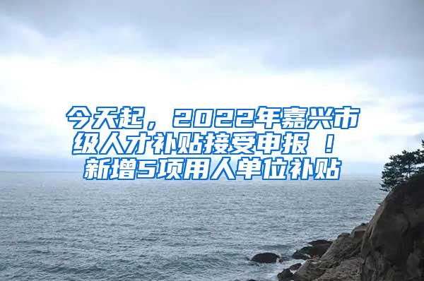 今天起，2022年嘉兴市级人才补贴接受申报 ! 新增5项用人单位补贴