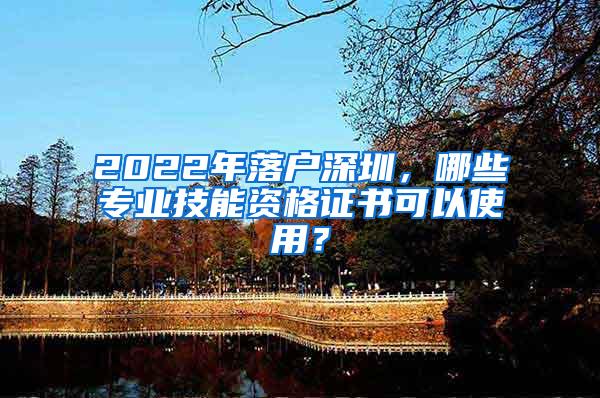 2022年落户深圳，哪些专业技能资格证书可以使用？