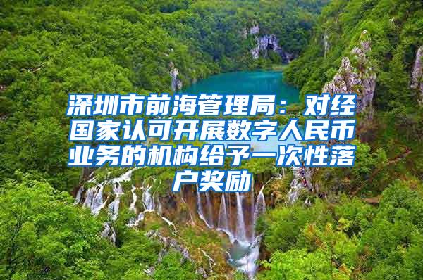 深圳市前海管理局：对经国家认可开展数字人民币业务的机构给予一次性落户奖励