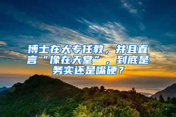 博士在大专任教，并且直言“像在天堂”，到底是务实还是嘴硬？