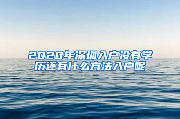 2020年深圳入户没有学历还有什么方法入户呢