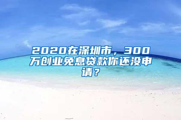 2020在深圳市，300万创业免息贷款你还没申请？