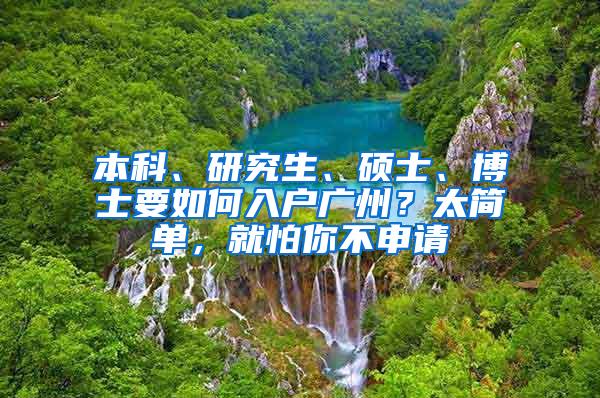 本科、研究生、硕士、博士要如何入户广州？太简单，就怕你不申请