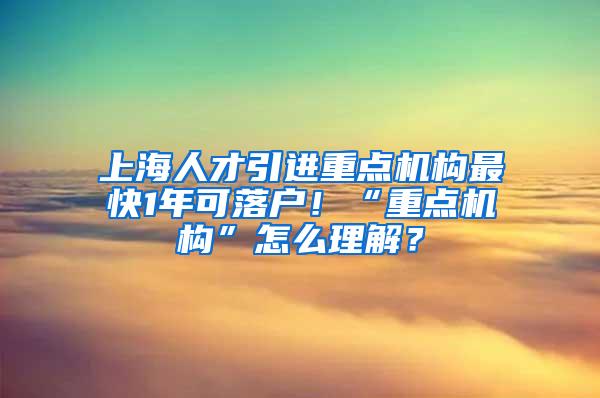 上海人才引进重点机构最快1年可落户！“重点机构”怎么理解？